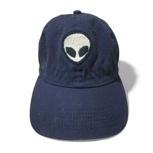 Newhattan Alien Head Strapback Baseball Cap Hat Adult Navy Blue Mens Embroidered